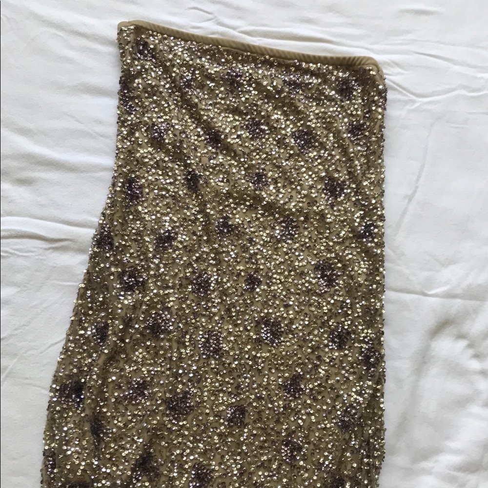 Strapless Gold Beaded Dress